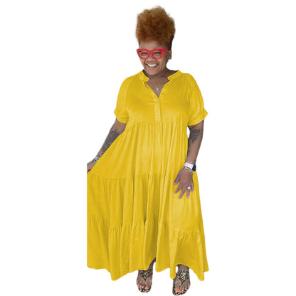 Plus Size Women's Fashion Casual Button Lapel Dress