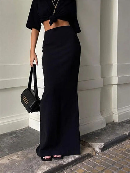 Tossy Fashion For Women Black Long Skirts High Waist Slim Seamless Elegant Ladies Gown Casual Summer  New Female Maxi Skirts