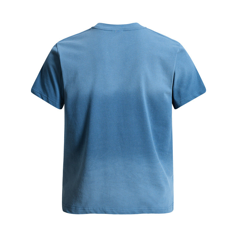 Washed vintage gradient short sleeved T-shirt