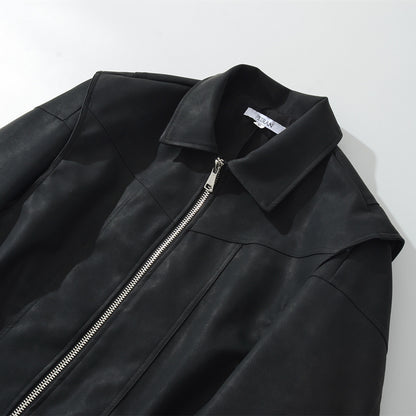 Street leisure bomber leather jacket