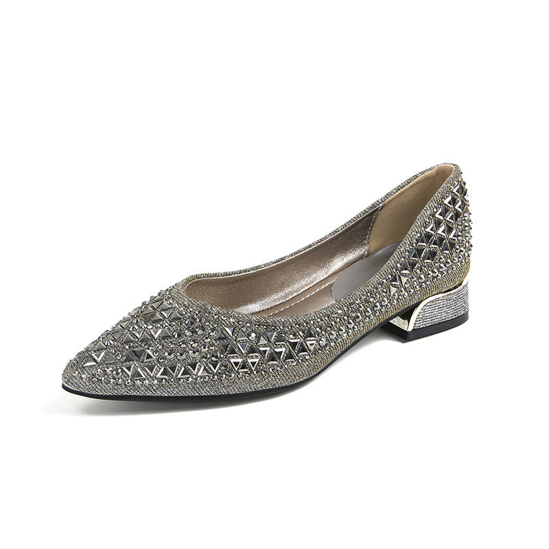 French Rhinestone Pointed Toe Women's Dress Shoes
