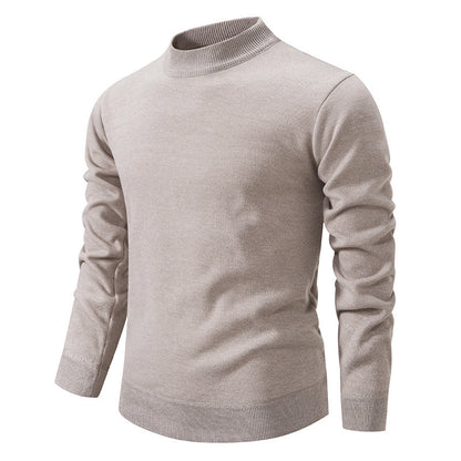 Men's Thickened Fleece-Lined Crew Neck Knit Sweater Autumn Winter