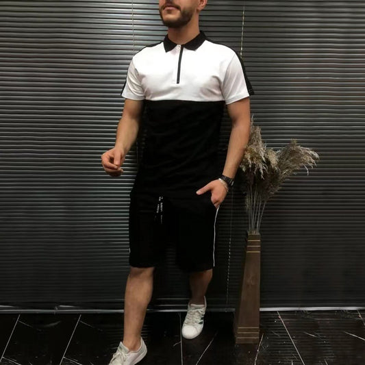 Heren casual pak revers poloshirt en shorts