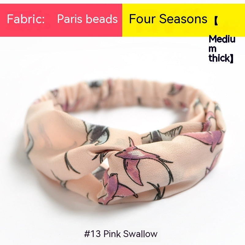 Elastische gekruiste chiffon hoofdband in Boheemse stijl
