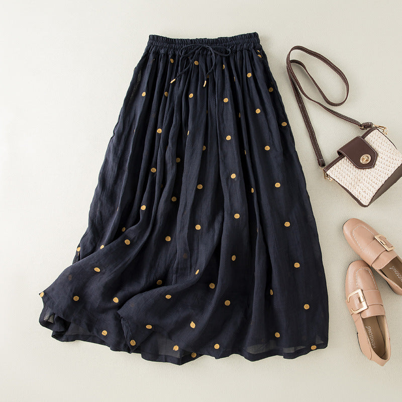 cotton and linen long skirt