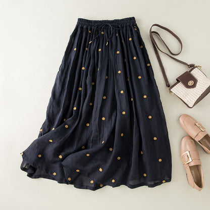 cotton and linen long skirt