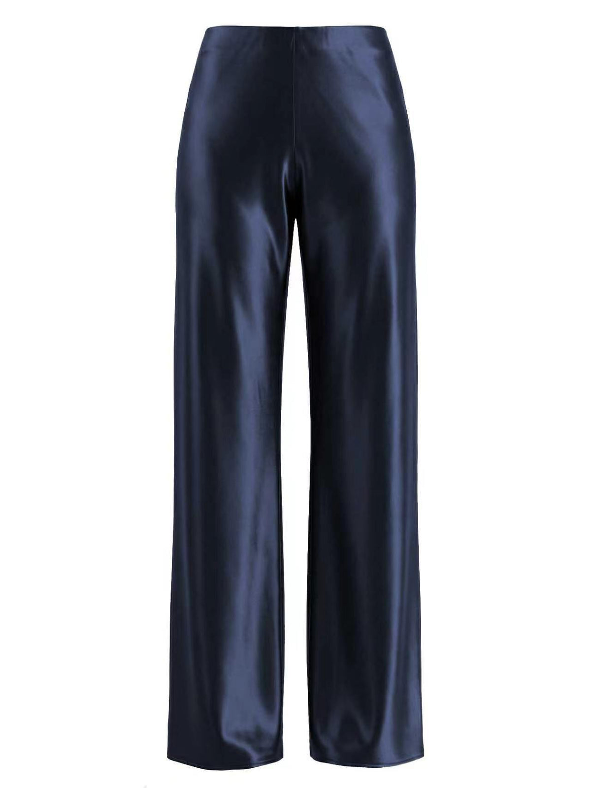 Women's High-Waisted Satin Wide Leg Long Pants with Elastic Waist