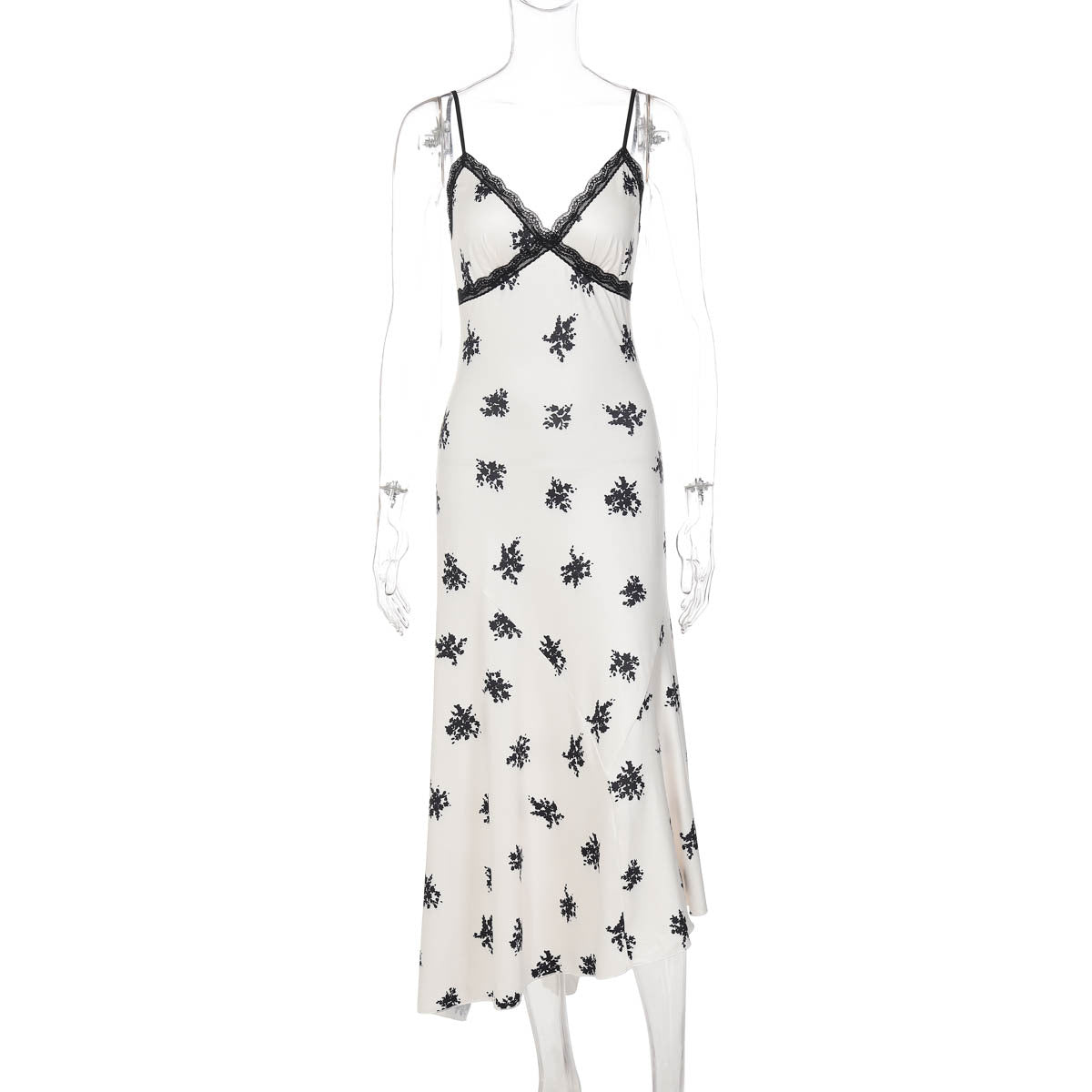 French Style Lace Splicing V-Neck Slim Suspender Dress