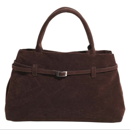 Suede Belt Buckle Tote Bag