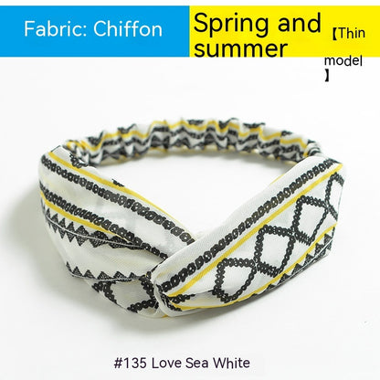 Elastische gekruiste chiffon hoofdband in Boheemse stijl