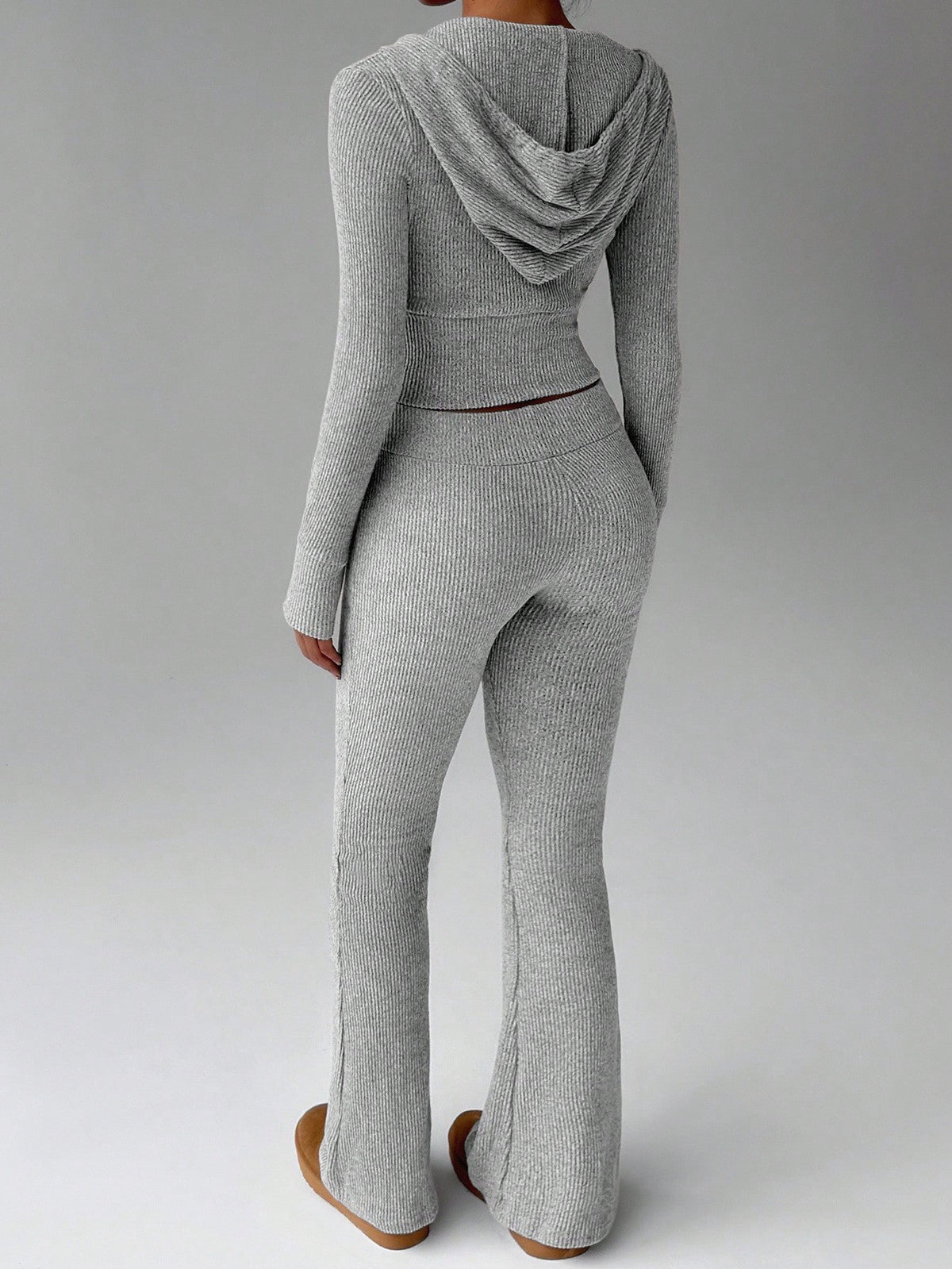 Lady's zip-up hooded long-sleeved hoodie