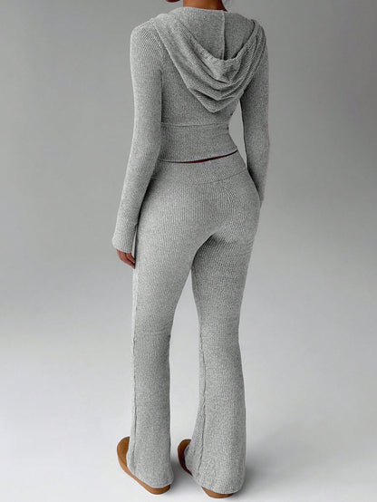Lady's zip-up hooded long-sleeved hoodie