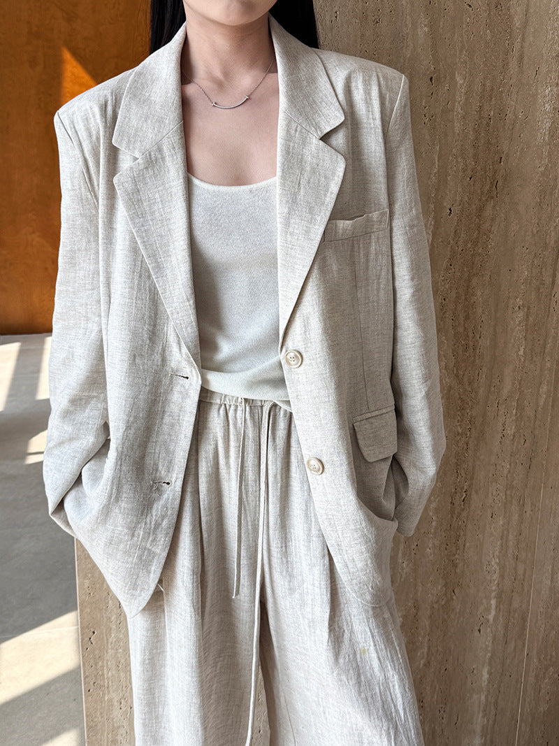 Womens Tencel Linen Blazer and Pants Set