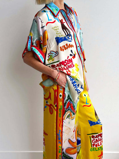 Printed Short Sleeve Casual Suit