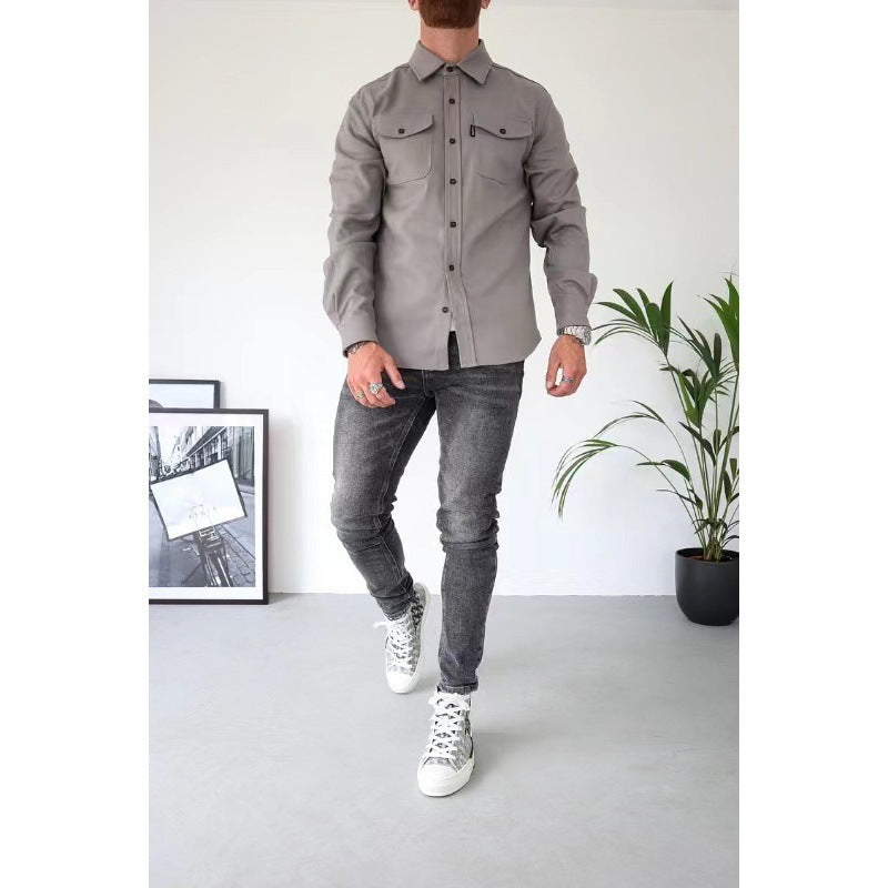 Men's Casual Long Sleeve Slim Fit Cotton Shirt
