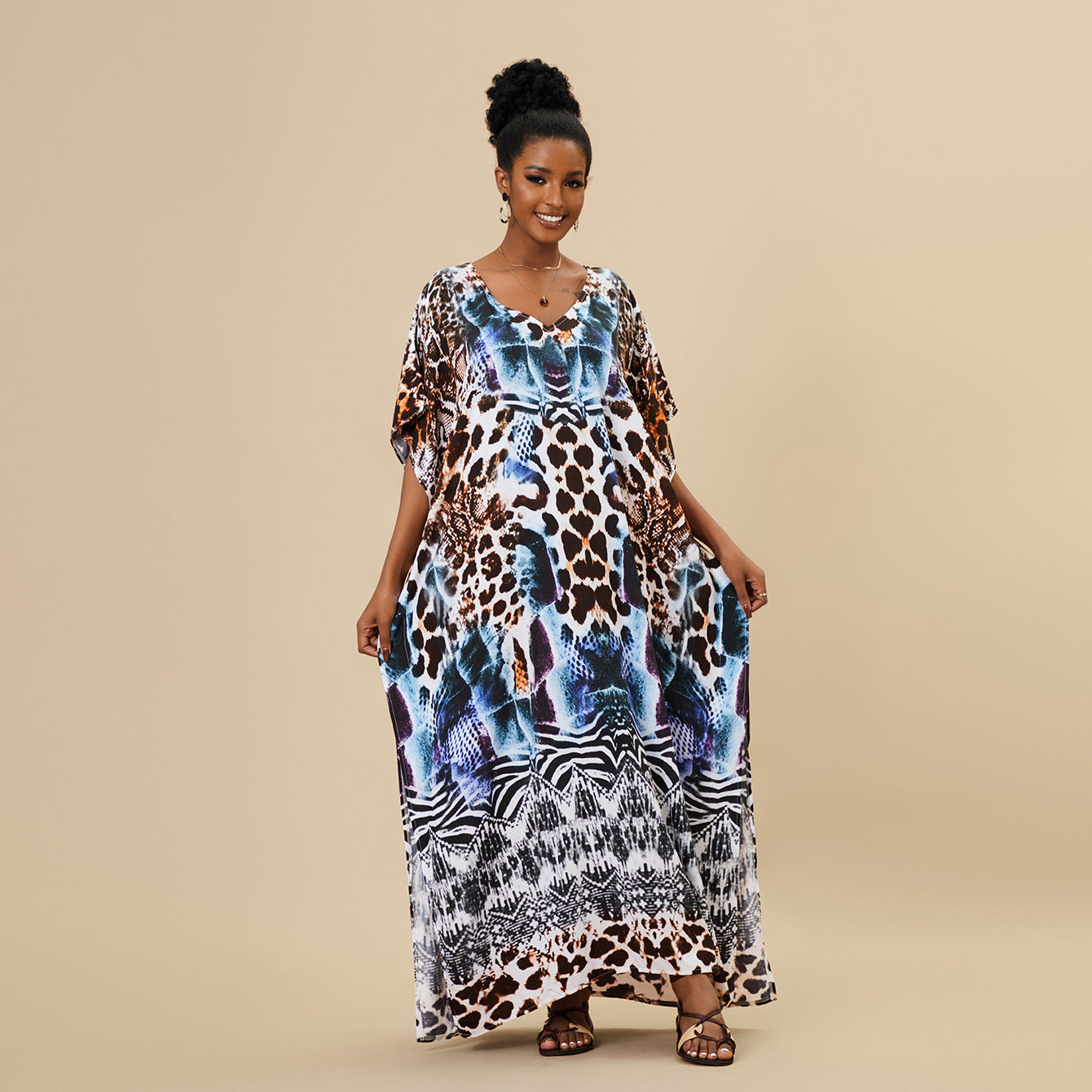 Loose-Fitting Rayon Beach Cover-Up Dress
