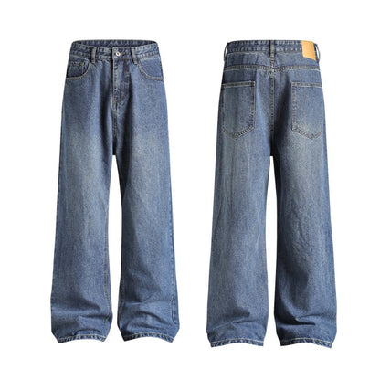Straight Leg Distressed Denim Jeans for Men