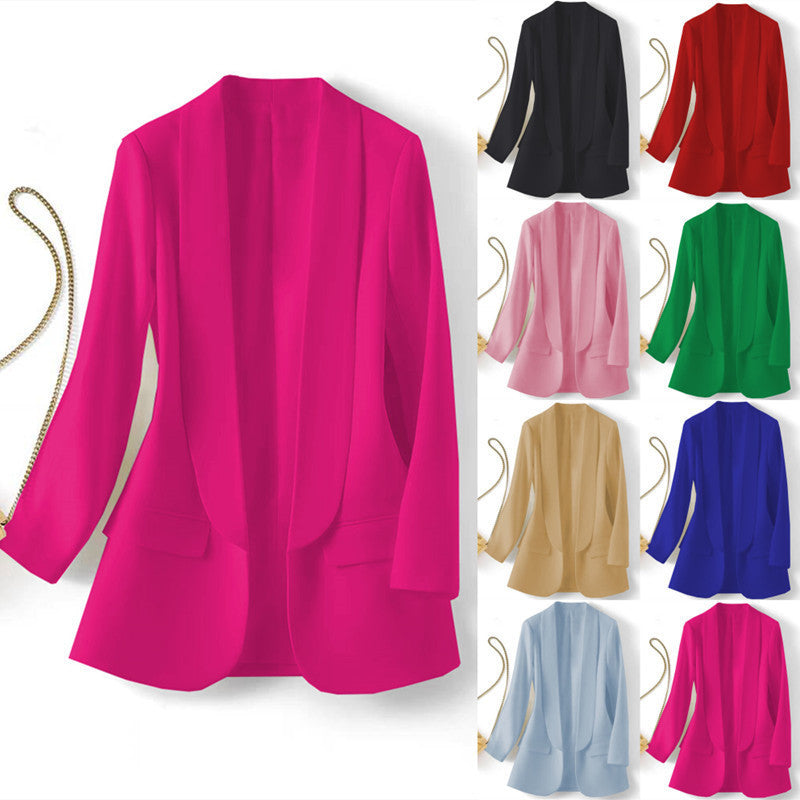 Womens Solid Color Lapel Blazer