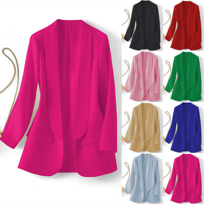 Womens Solid Color Lapel Blazer
