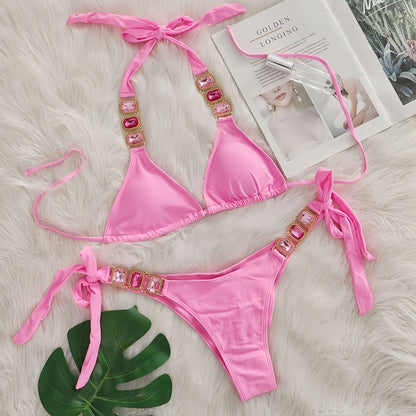Crystal Diamond Bikini Two Piece Swimsuit