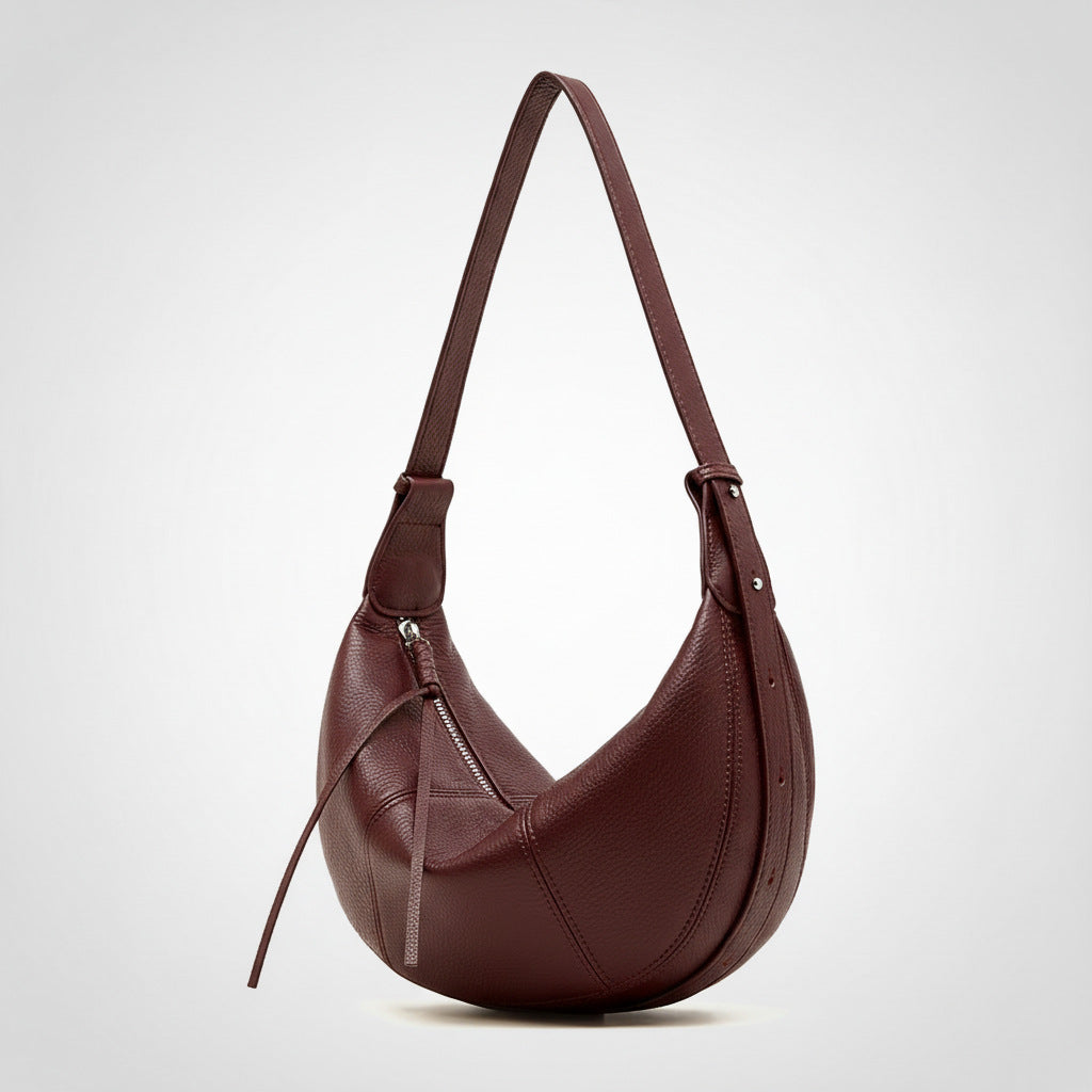 First-Layer Cowhide Crossbody Dumpling Bag