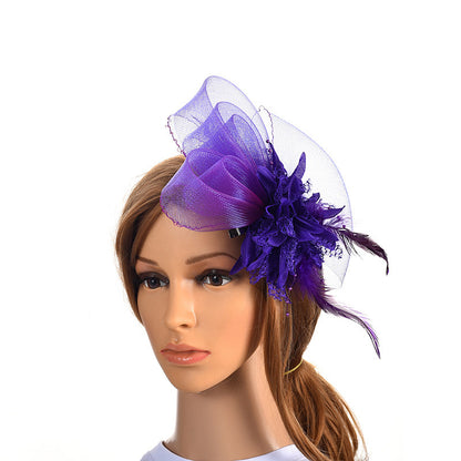 Bridal Feather Mesh Head Flower