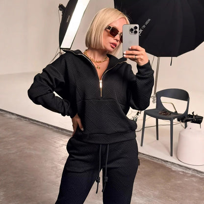 Losse rits top trekkoord broek tweedelig set