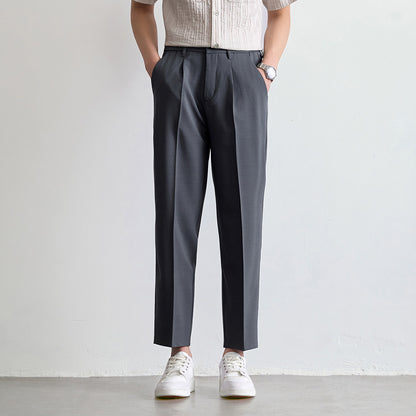 Mens Ice Silk Straight Leg Cropped Pants