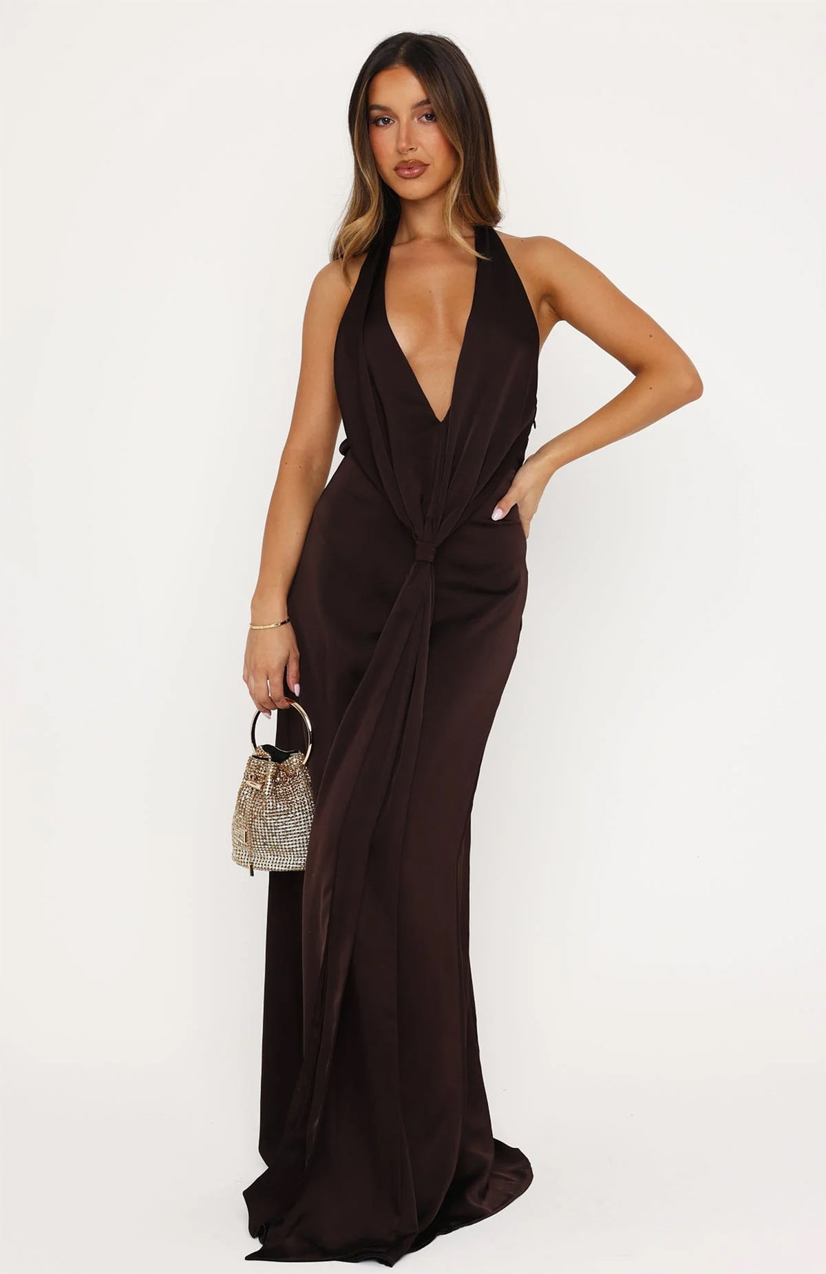 Deep V-Neck Long Party Dress
