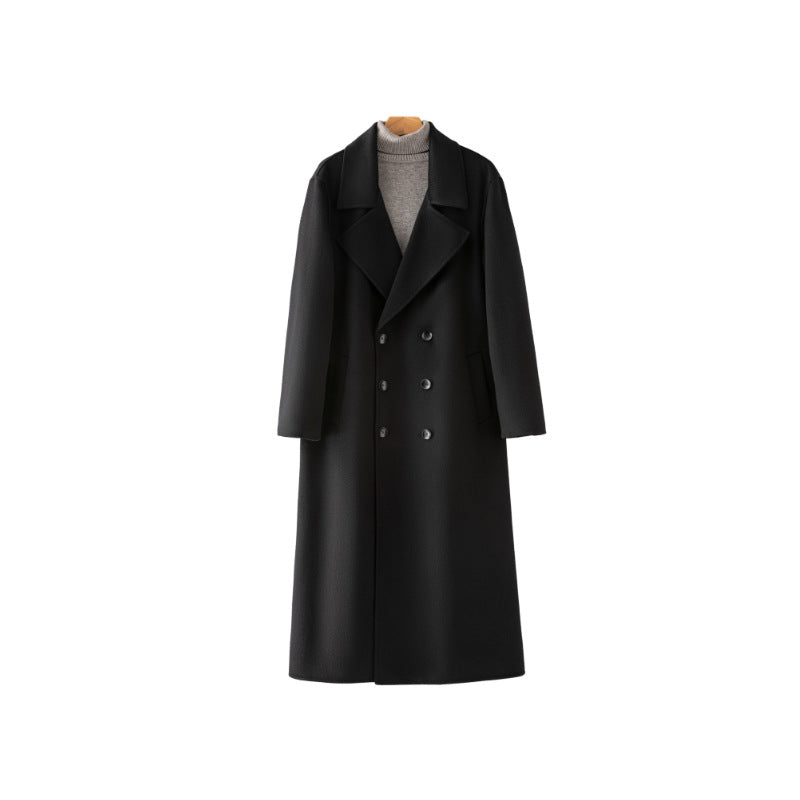 Extended-Length Wool Coat for Men