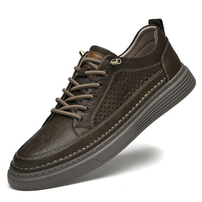 Mens Cowhide Casual Retro Breathable Shoes