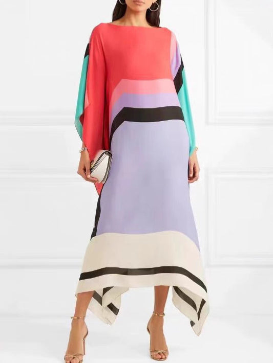Summer Comfortable and Stylish Printed Casual Off-Shoulder Long Dress