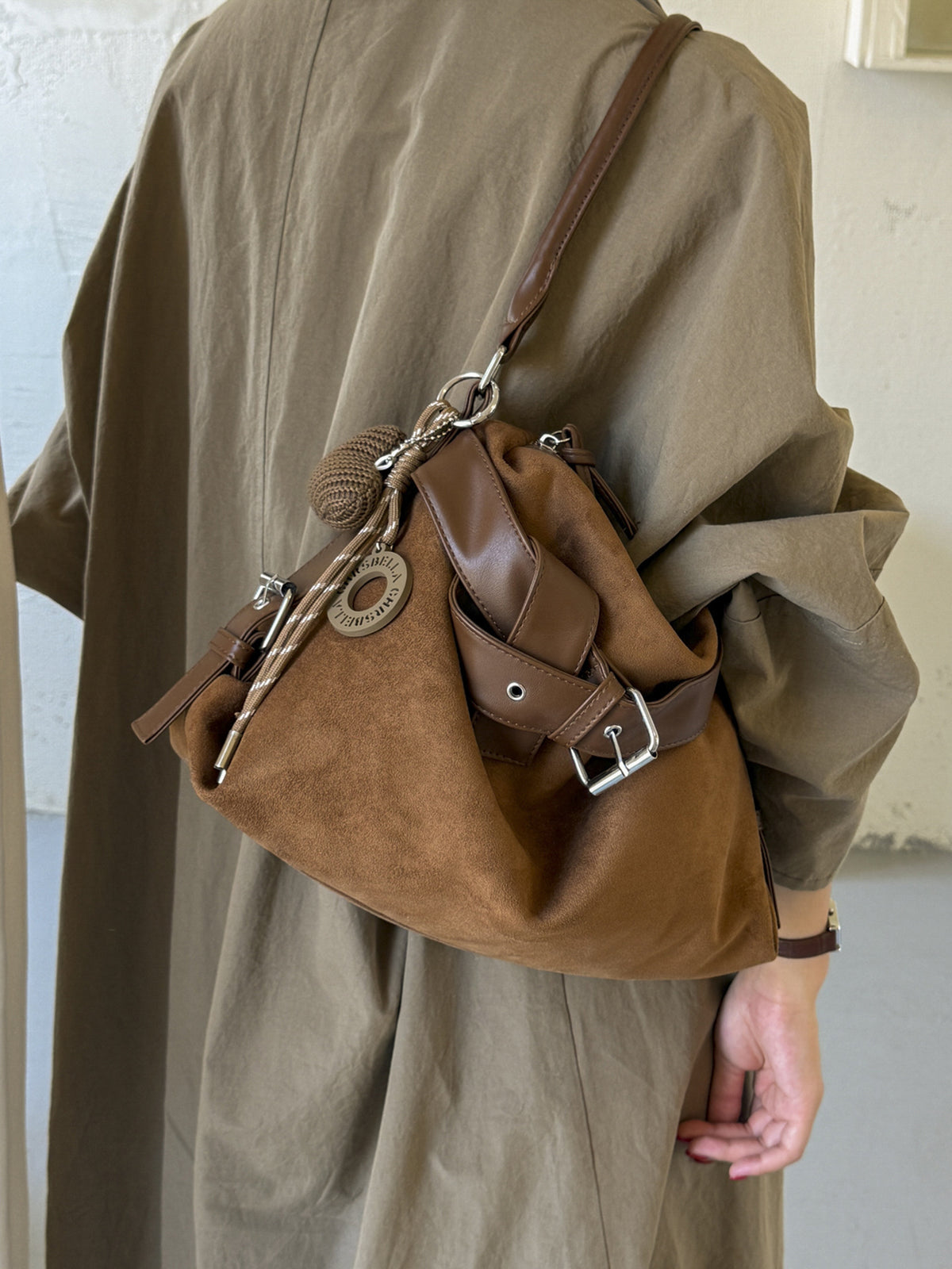 Vintage Suede Shoulder Bag for Women