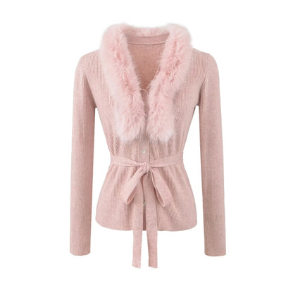French Style V-Neck Wool Cashmere Knit Cardigan