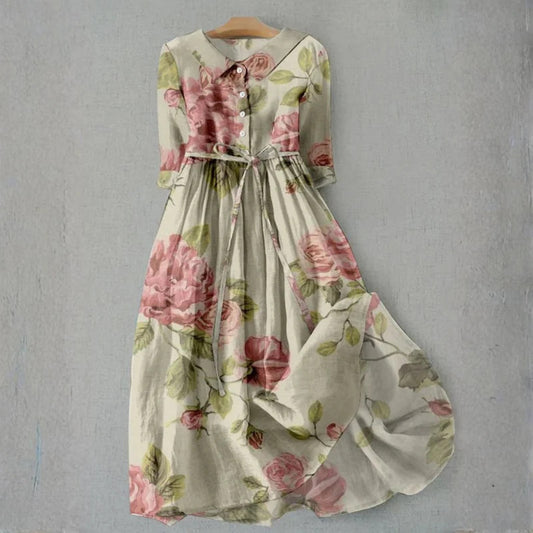 Elegant French Style Polyester Midi Dress