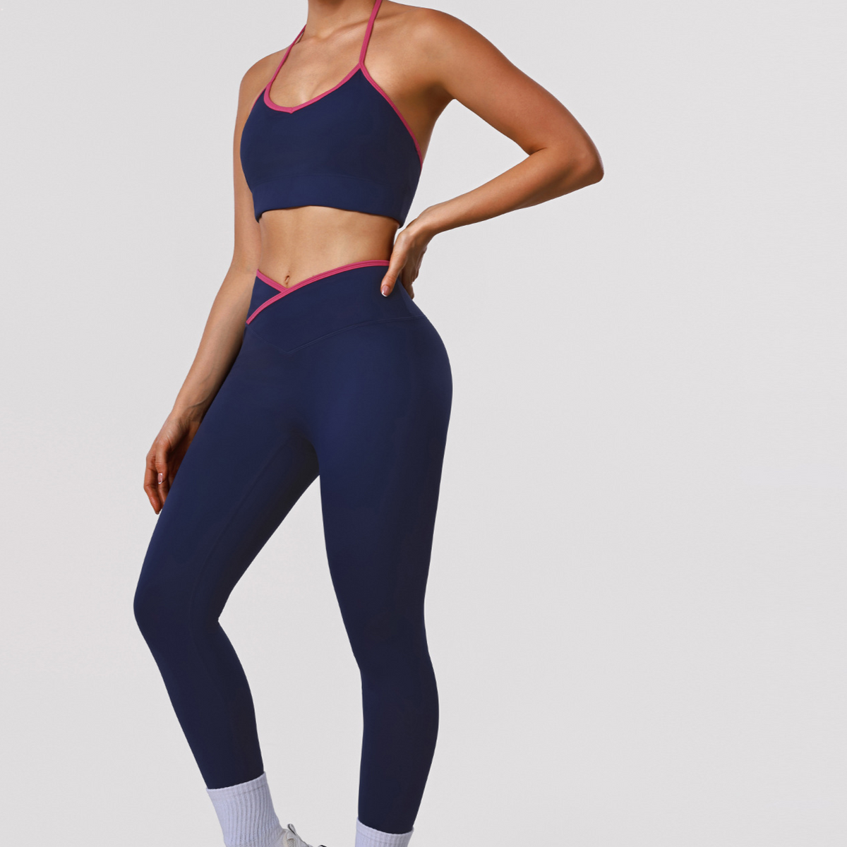 High-Elastic Yoga Set with Halter Bra and Leggings