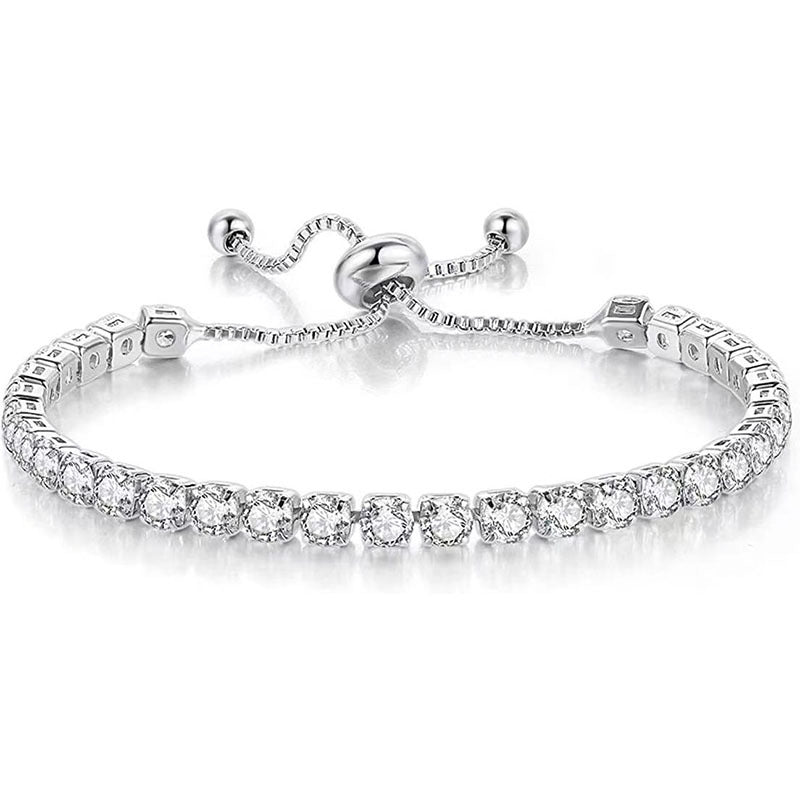 Women's Electroplated Copper Tennis Bracelet with White Zircon Pull Clasp