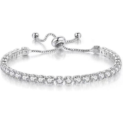 Women's Electroplated Copper Tennis Bracelet with White Zircon Pull Clasp