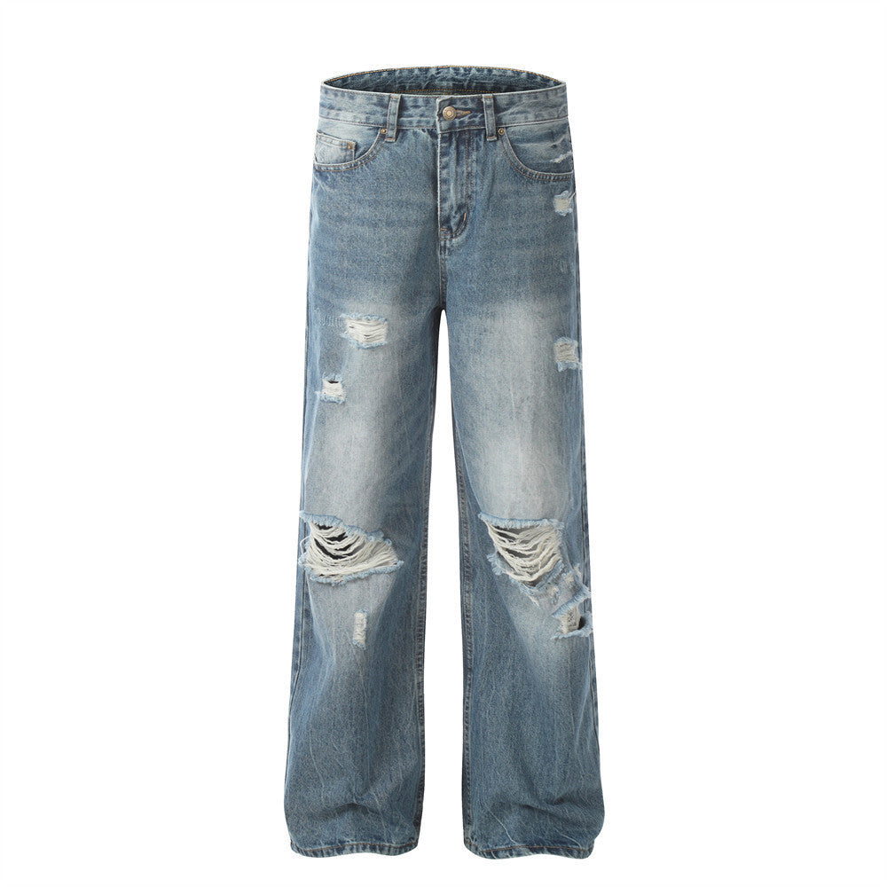 Gewassen en gerafelde jeans voor heren van het merk Street Tide