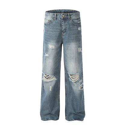 Gewassen en gerafelde jeans voor heren van het merk Street Tide