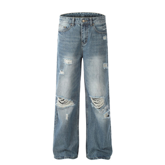 Gewassen en gerafelde jeans voor heren van het merk Street Tide