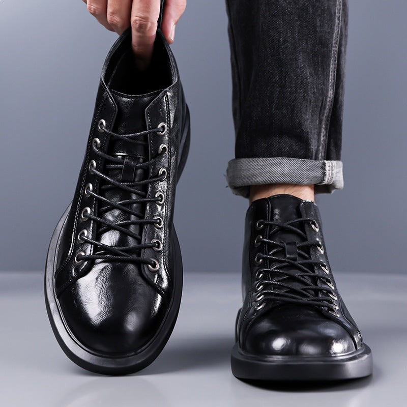 Mens Retro Martin Boots Soft Sole Lace-Up