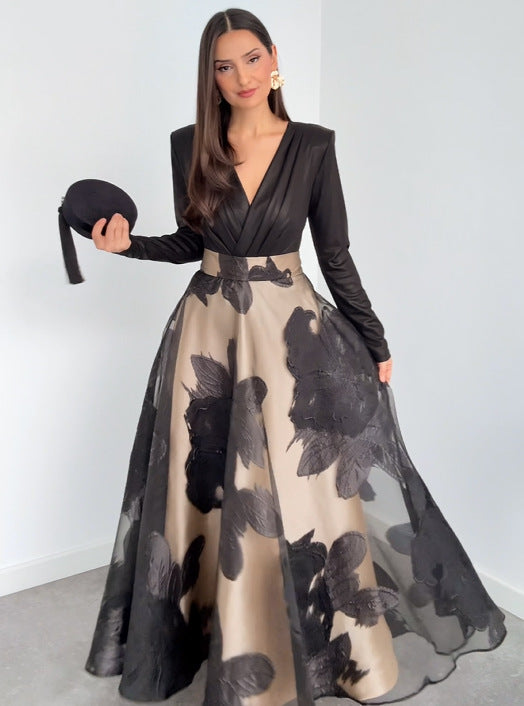 Printed stylish waist-cinching one-piece dress