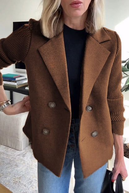 Women's Elegant Wool Stitching Coat