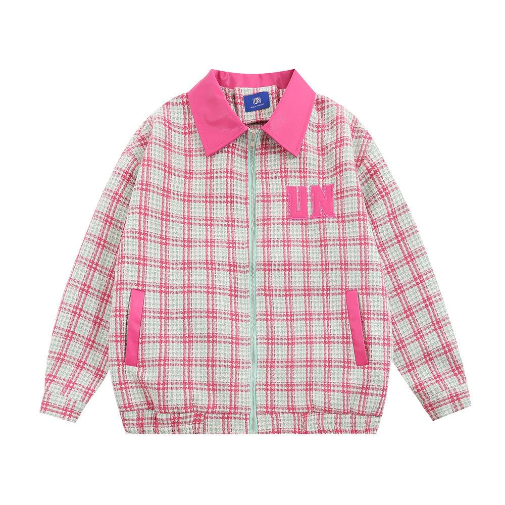 Amerikaanse geruite unisex honkbaljas revers PU-leer