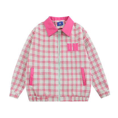 Amerikaanse geruite unisex honkbaljas revers PU-leer