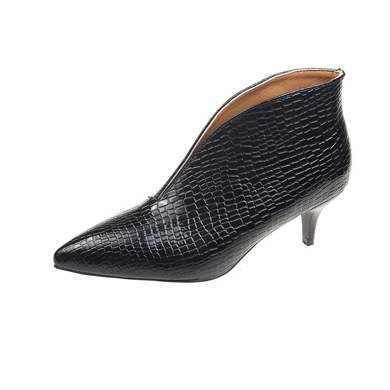Women's Pointed Toe Patent Leather Short Boots