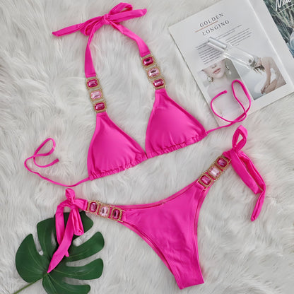 Crystal Diamond Bikini Two Piece Swimsuit
