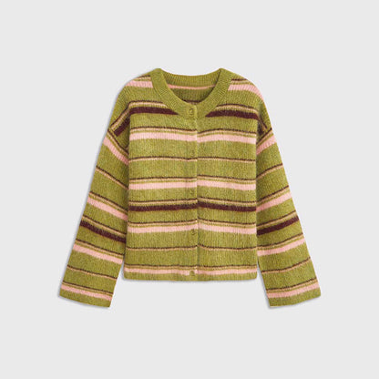 Women's Striped Color-Block Knit Cardigan Top