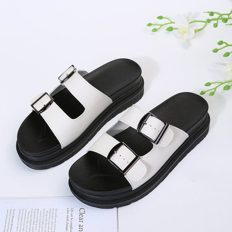 New Design Womens Flat Roman Sandals Thick Hollow Out Sandals